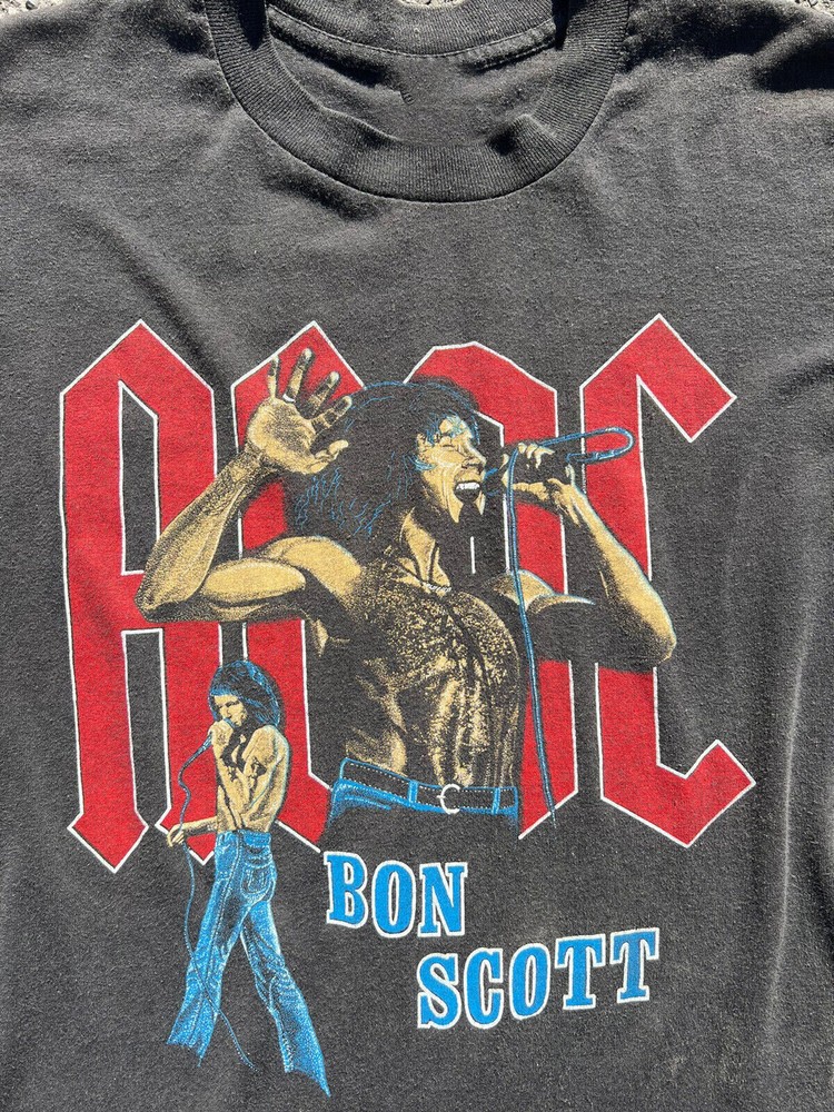 VTG Bon Scott - ACDC Band Short Sleeve Black All Size Gift Shirt