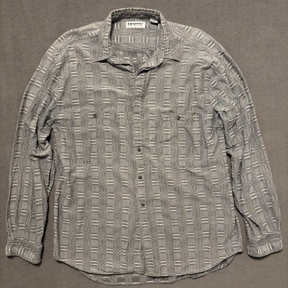 Vintage Levi's Shirts For Jeans Shirt Mens L Gray Long Sleeve Button Down Cotton