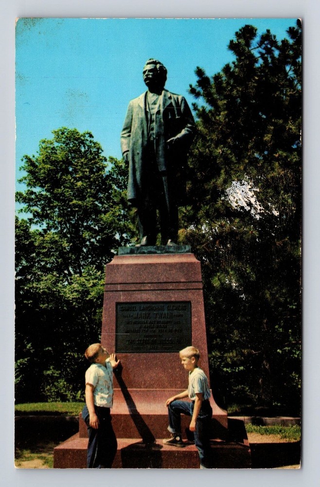 Hannibal MO-Missouri, Riverview Park, Statue Mark Twain, Vintage Postcard
