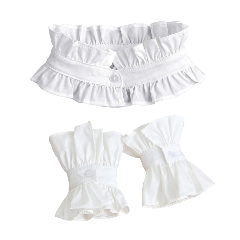 Multiuse Ruffle Collar Cuffs Sleeve Set For Women Sweater and Shirt All Matching