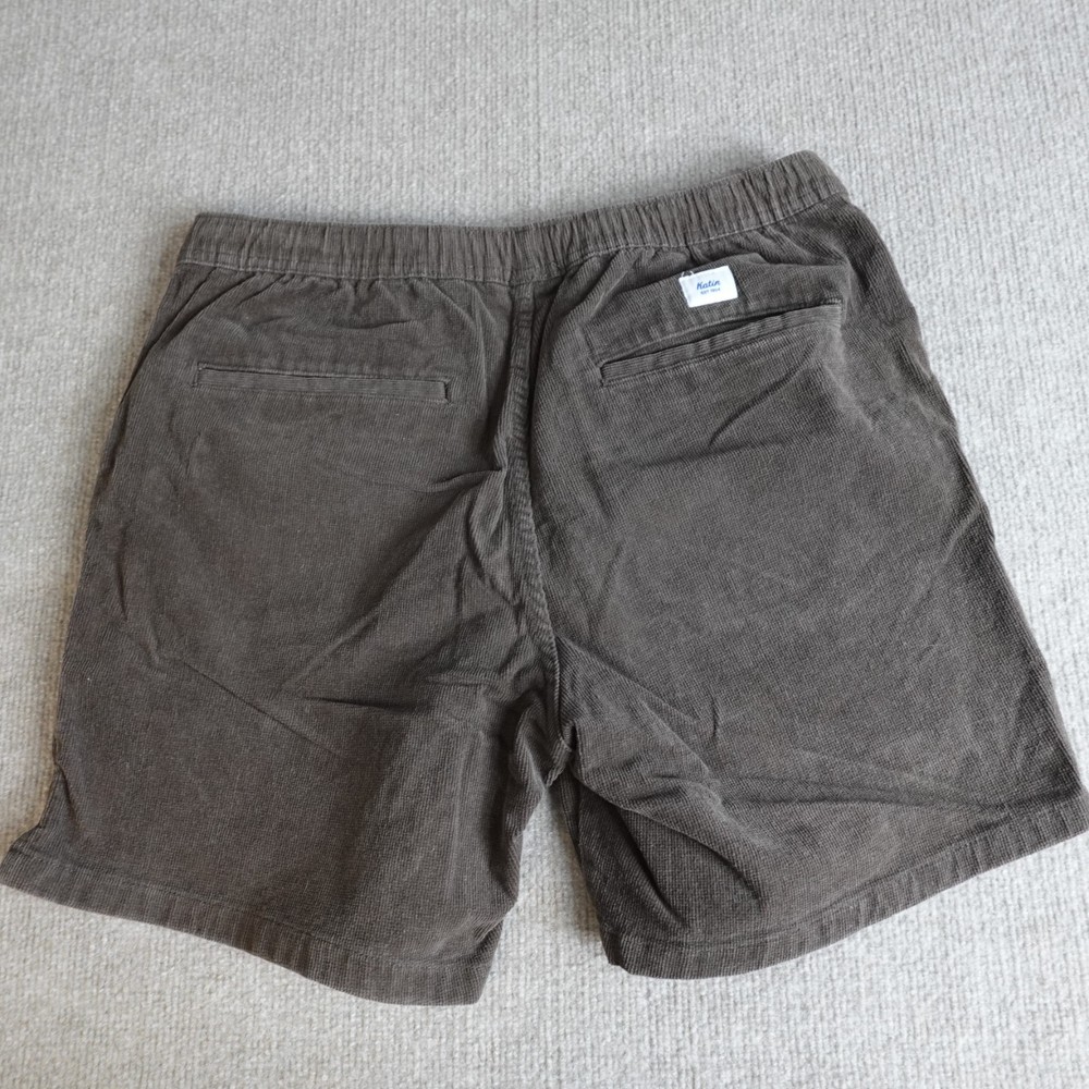 Katin Mens Shorts Medium Brown Corduroy Stretch Waist Drawstring