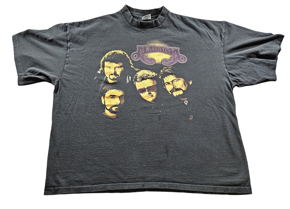 Vintage Alabama Band Shirt Mens 2XL Black Belton Country Music Tee 90s USA