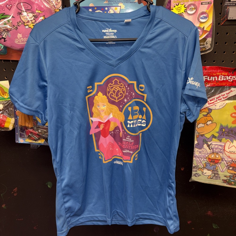 RunDisney Princess Half Marathon Aurora Shirt Women's Large Blue 13.1 Miles 2025