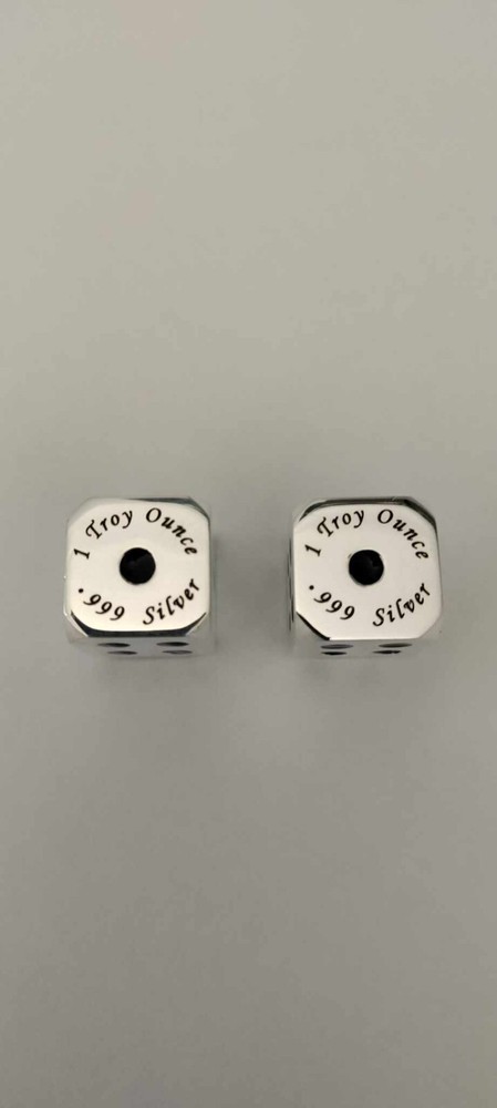1 Set (2) Troy Ounces oz Fine .999 Silver Dice