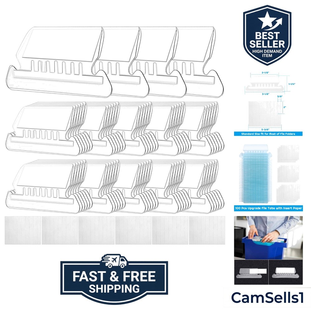 File Folder Tabs, 100 Sets Hanging File Folder Labels 2