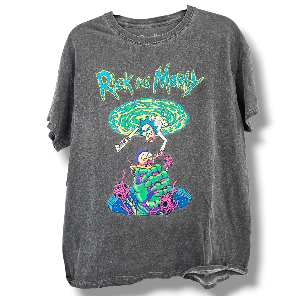 Rick and Morty Adult Swim Graphic T-Shirt Gray Cartoon Network Mens M/L