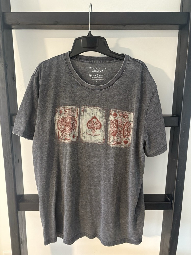 Lucky Brand Men's Poker Cards Graphic Tee Large