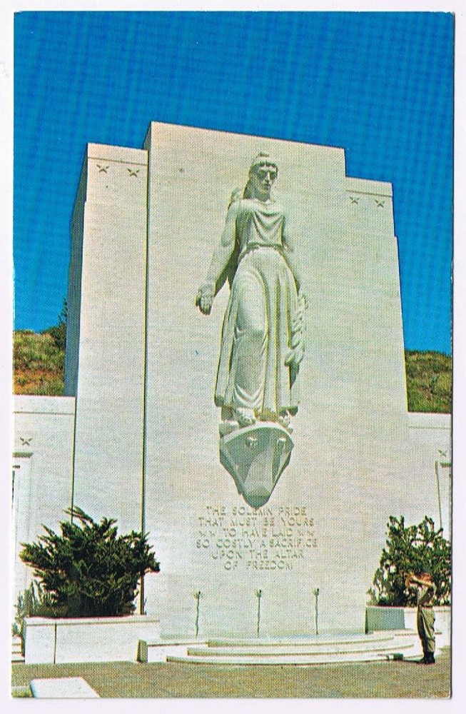 Postcard National Memorial Cemetery Pacific Punchbowl Crater Honolulu Hawaii