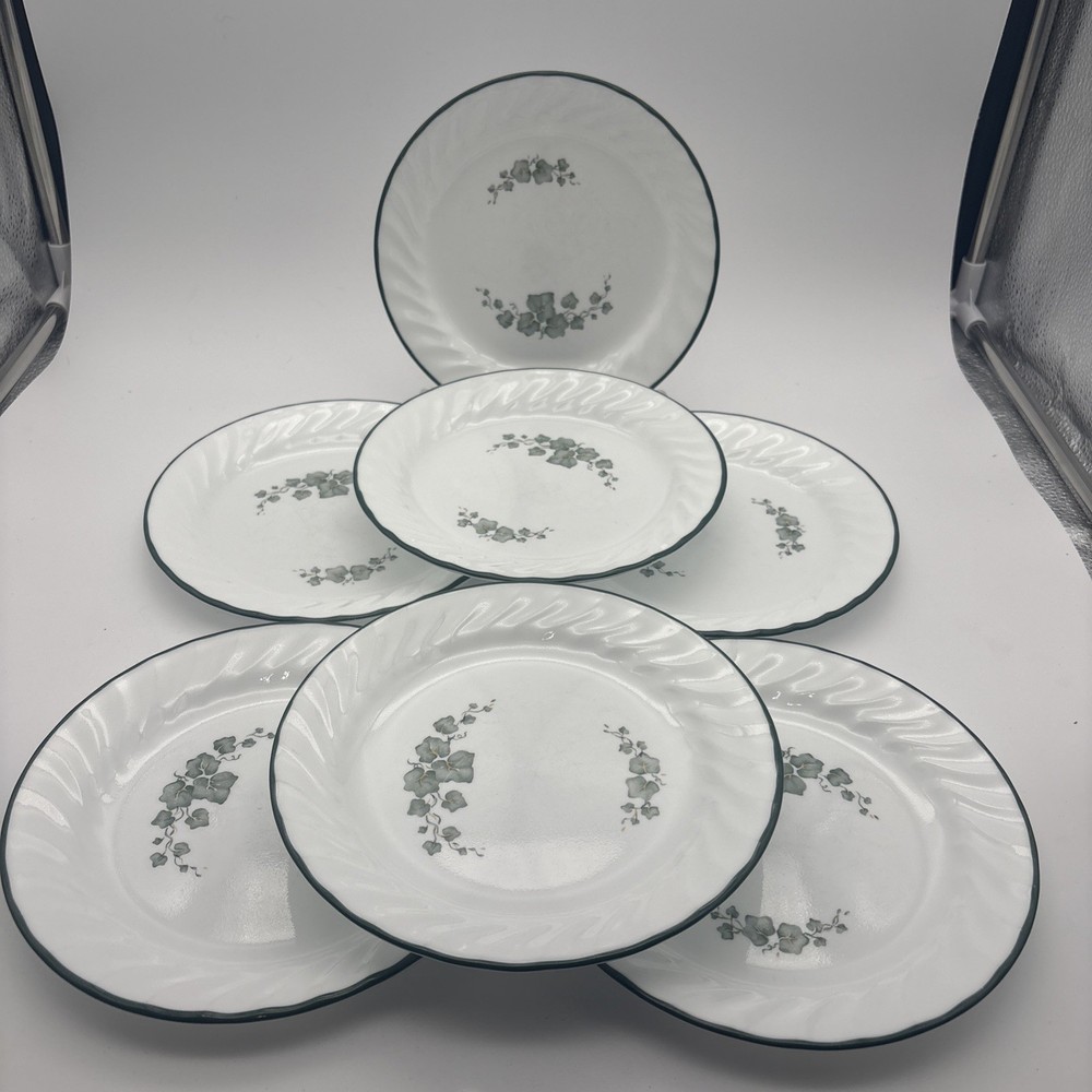 Set Of 7 Corning Corelle Callaway Green Ivy Salad Lunch Dessert Plates 7 1/4