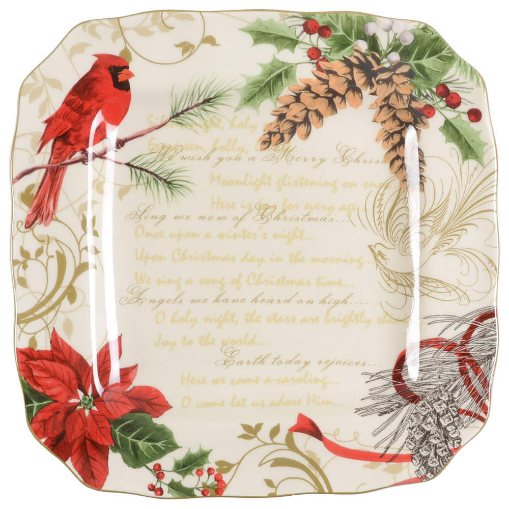 222 Fifth Holiday Wishes Square Dinner Plate 8923918
