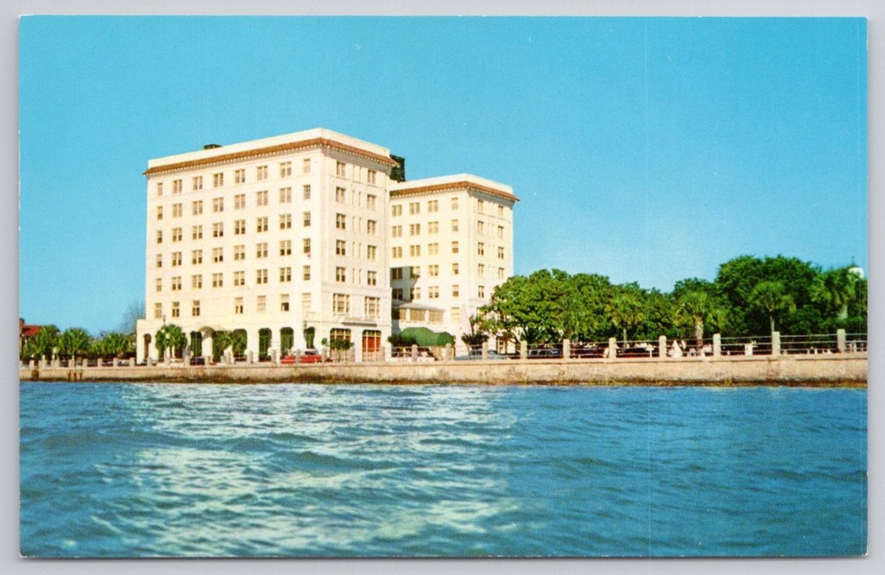 Hotel Fort Sumter Charleston SC Curteichcolor Postcard White Point Gardens
