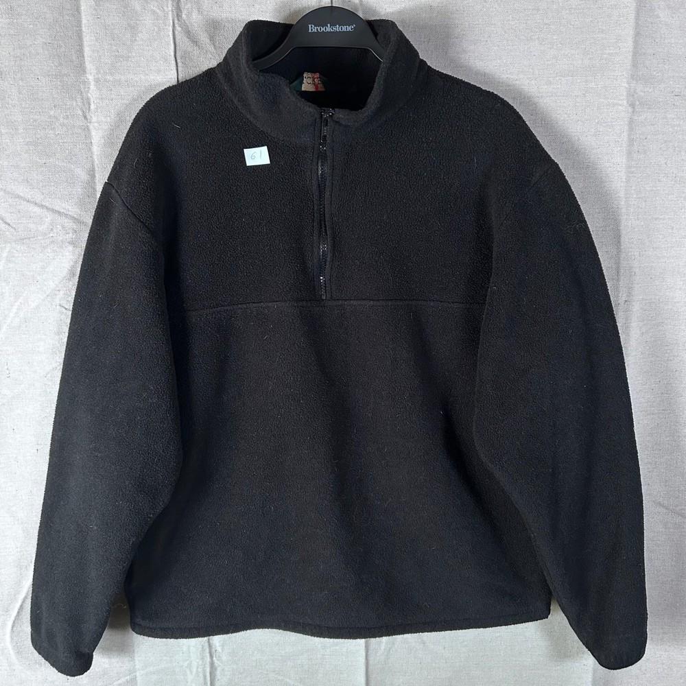 Vintage J. Crew Oarsman Fleece Pullover 1/4 Zip Men Medium Black Made in USA 90s