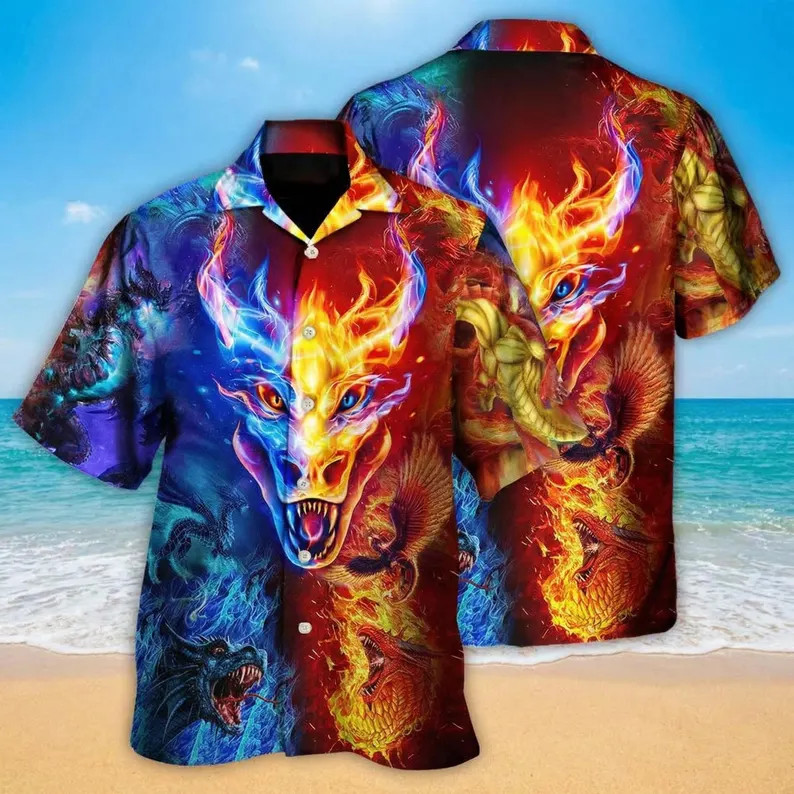 Fire Dragon Hawaii Shirt Dragon Love Aloha Beach Summer Vacation Gift