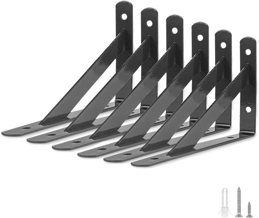 Heavy Duty Shelf Brackets 6 Packs L Corner Brace Black 4 X 6 Inch 90 Degree