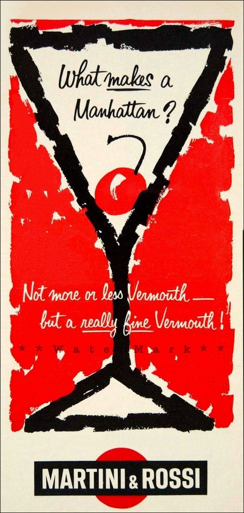 Martini Rossi 1964 Manhattan Vintage Poster Print Retro Style Drinks Bar Art