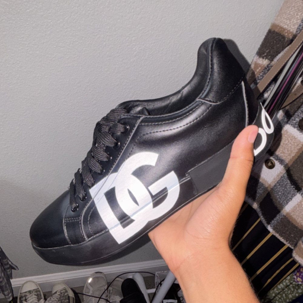 Dolce&Gabbana Street Black Leather Logo Sneakers Men's US 7.5 New with Box