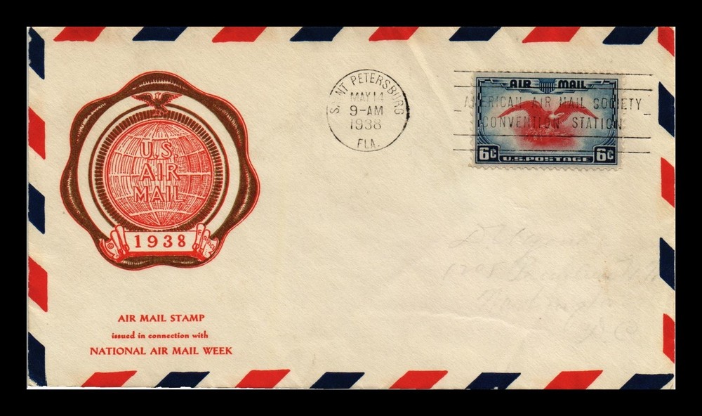 Dr Jim Stamps Us Cover National Air Mail Week Fdc Scott C23 Rice Cachet