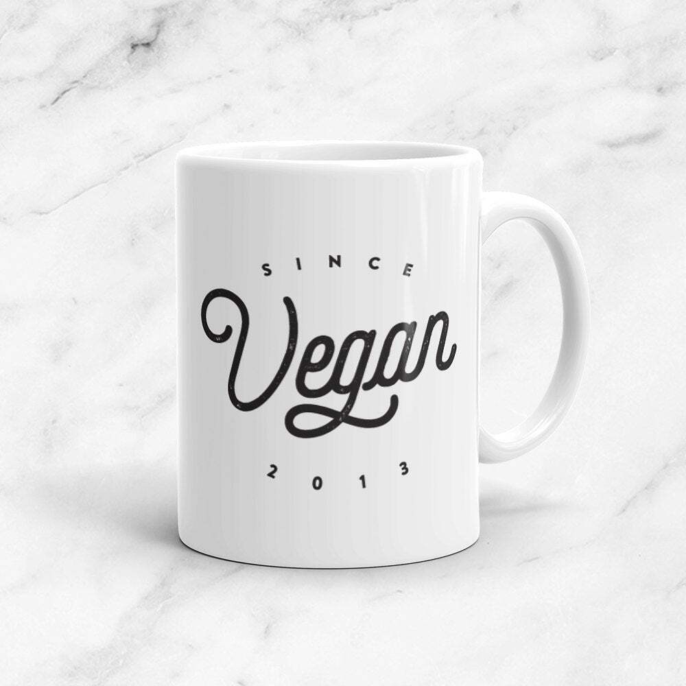 Vegan Anniversary Custom Mug 11 Oz Vegan Plant Based Foodie Healthy Anniversary