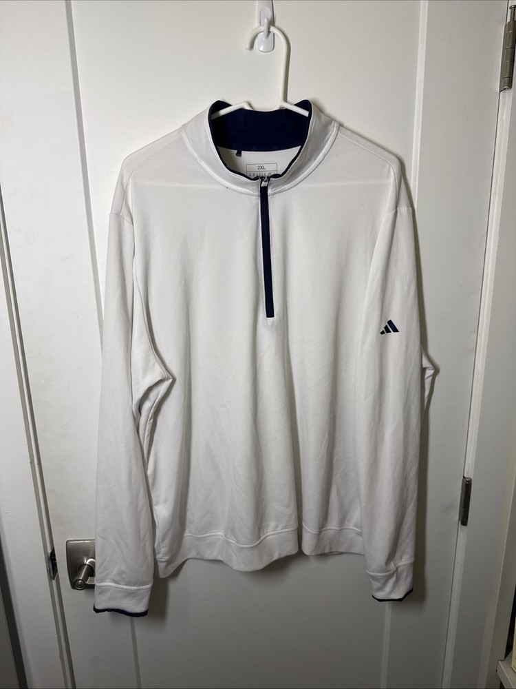 Men’s 2XL Adidas White Golf Quarter Zip Pullover Long Sleeve