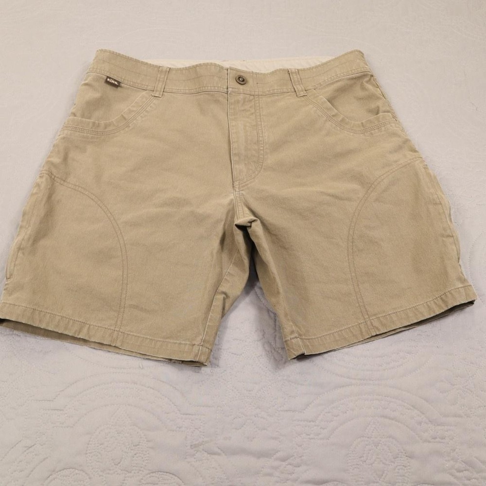 Kuhl Ramblr Shorts Mens 35 Beige Twill Hiking Stretch Outdoor Trail Casual 5125