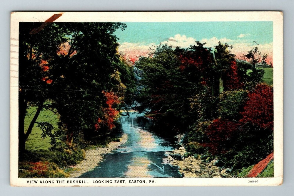Easton PA-Pennsylvania, View Along The Bushkill, Scenic View, Vintage Postcard