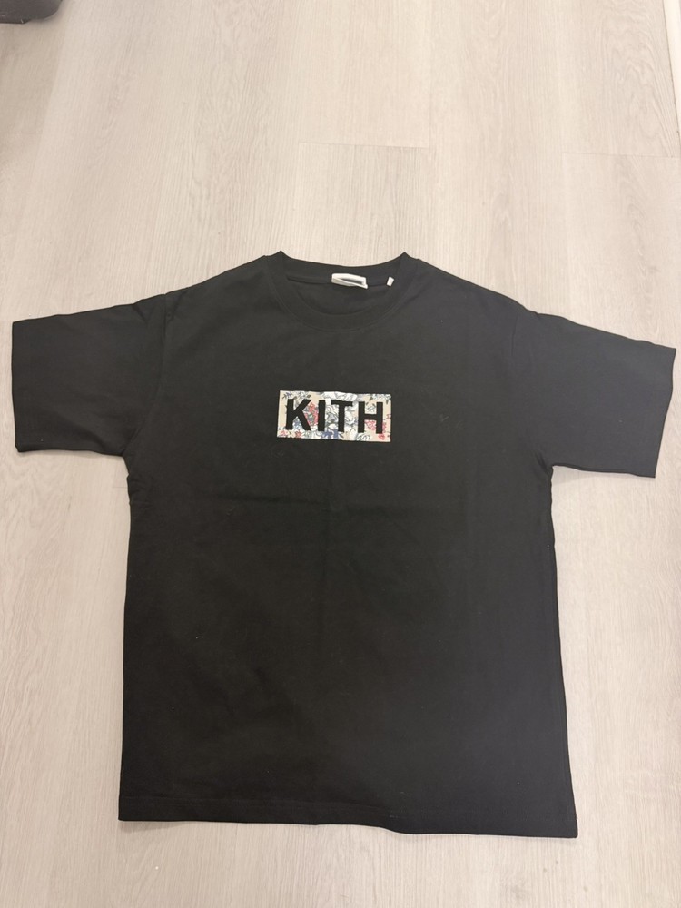 NEW KITH FLORAL CLASSIC BOX LOGO NAVY BLUE TEE SHIRT SIZE SMALL RARE