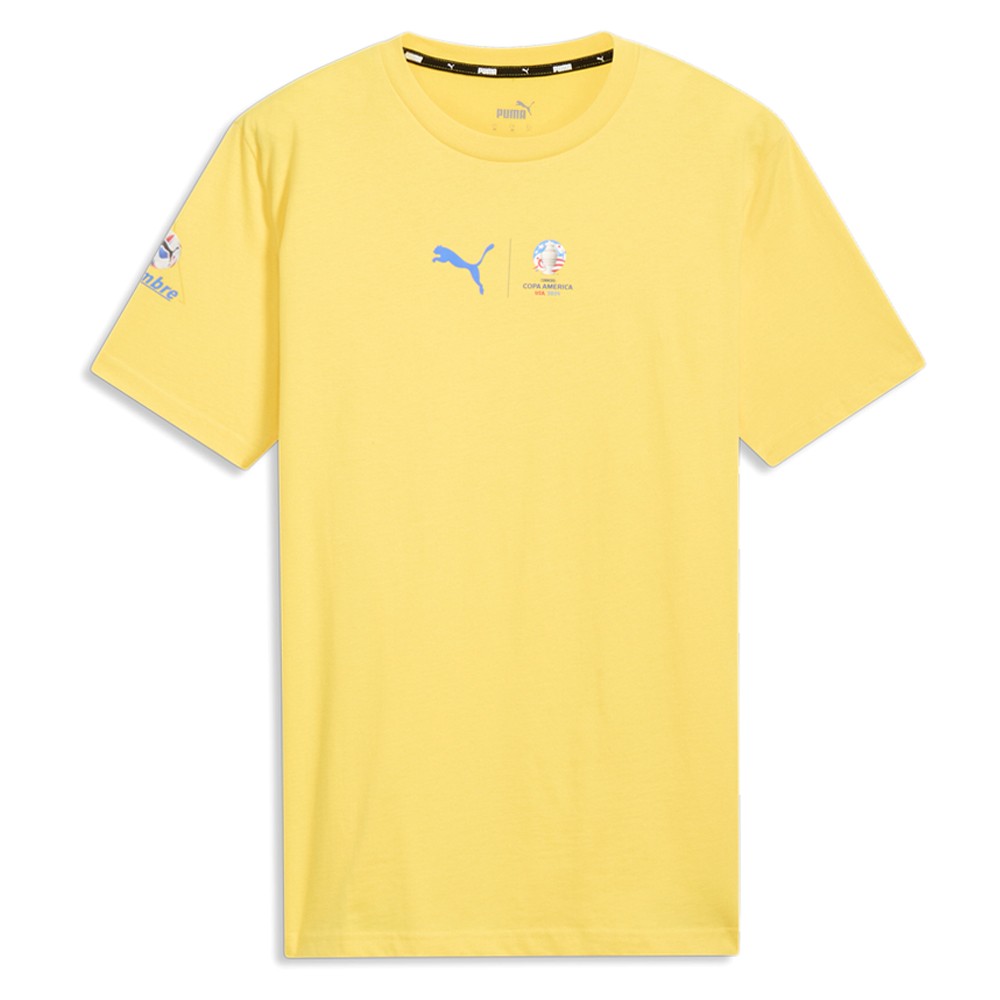 PUMA Conmebol Ca Brazil Crew Neck Short Sleeve T-Shirt Mens Yellow Casual Tops 7