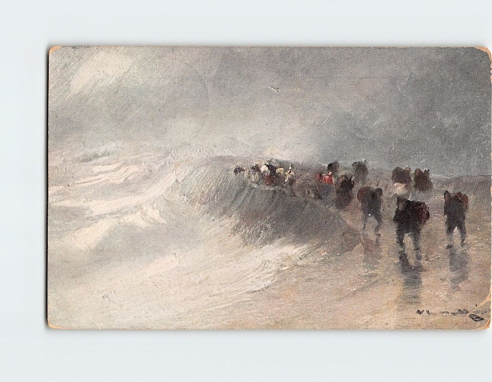 Postcard Vintage/Old Painting/Art Print Journey Scene