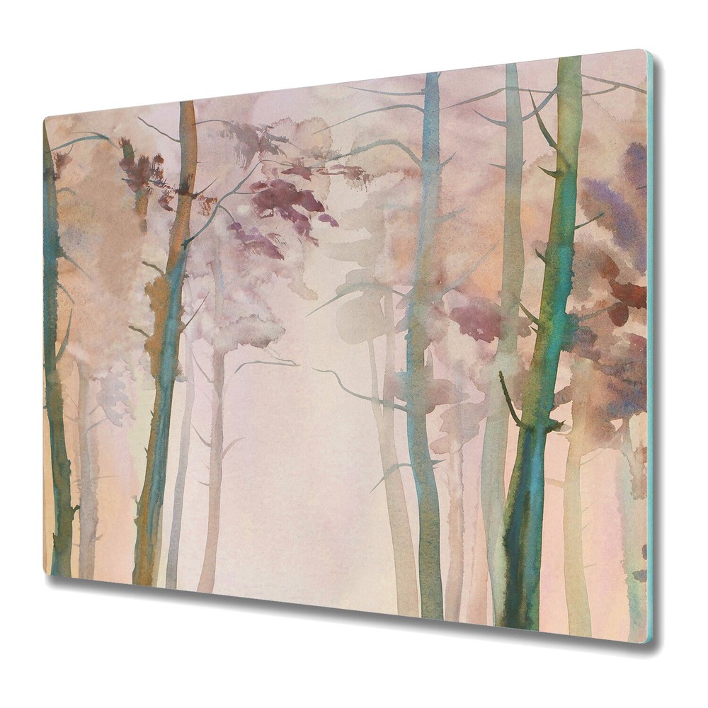 Glass Chopping Cutting Board Autumn Forest | Warm Coloured painting | 60x52