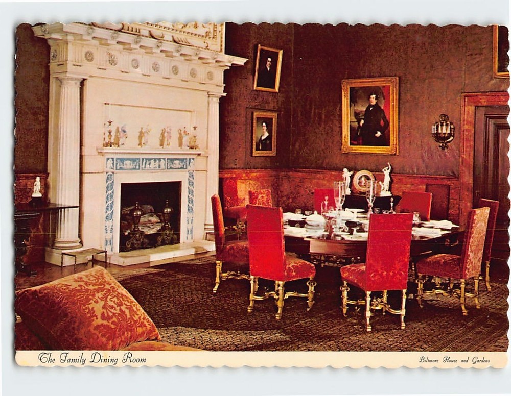 Postcard Family Dining Room Biltmore House & Gardens Asheville North Carolina