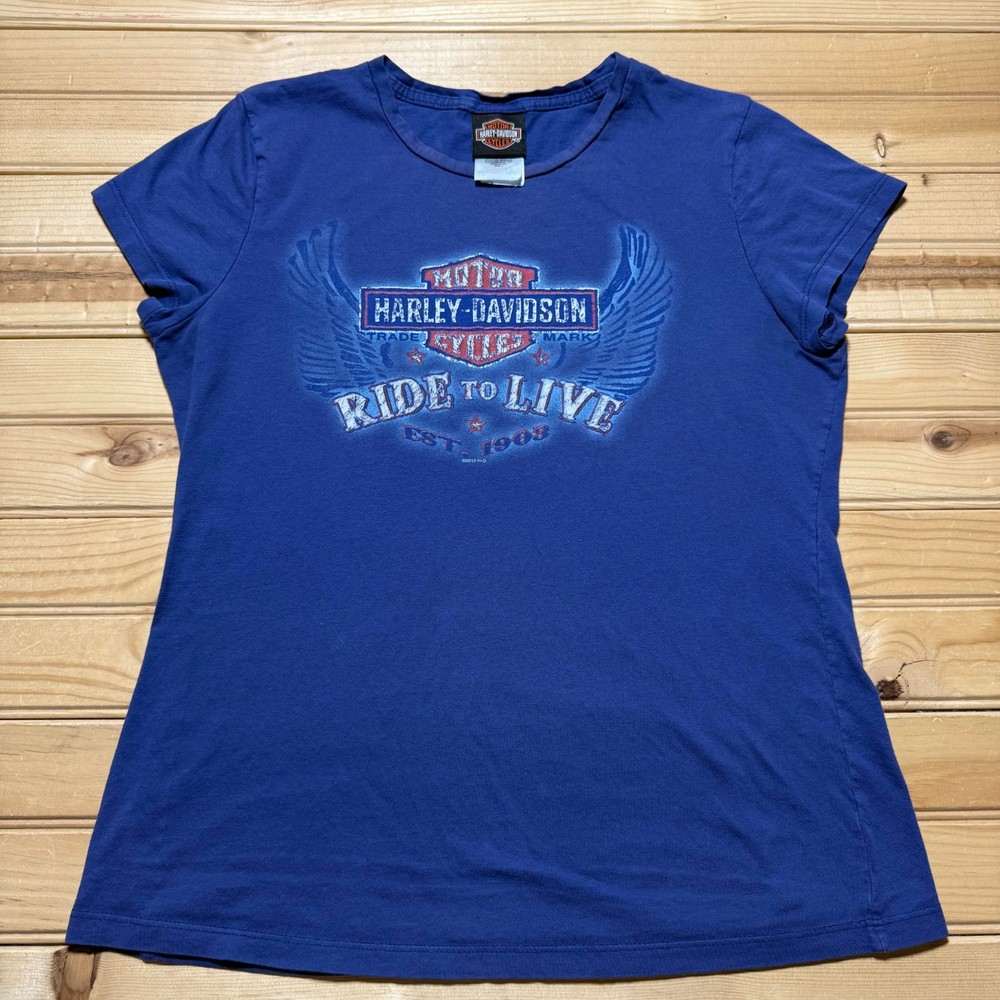 Harley Davidson Ride To Live Wings Logo Savannah Georgia Motorcycle Shirt Large
