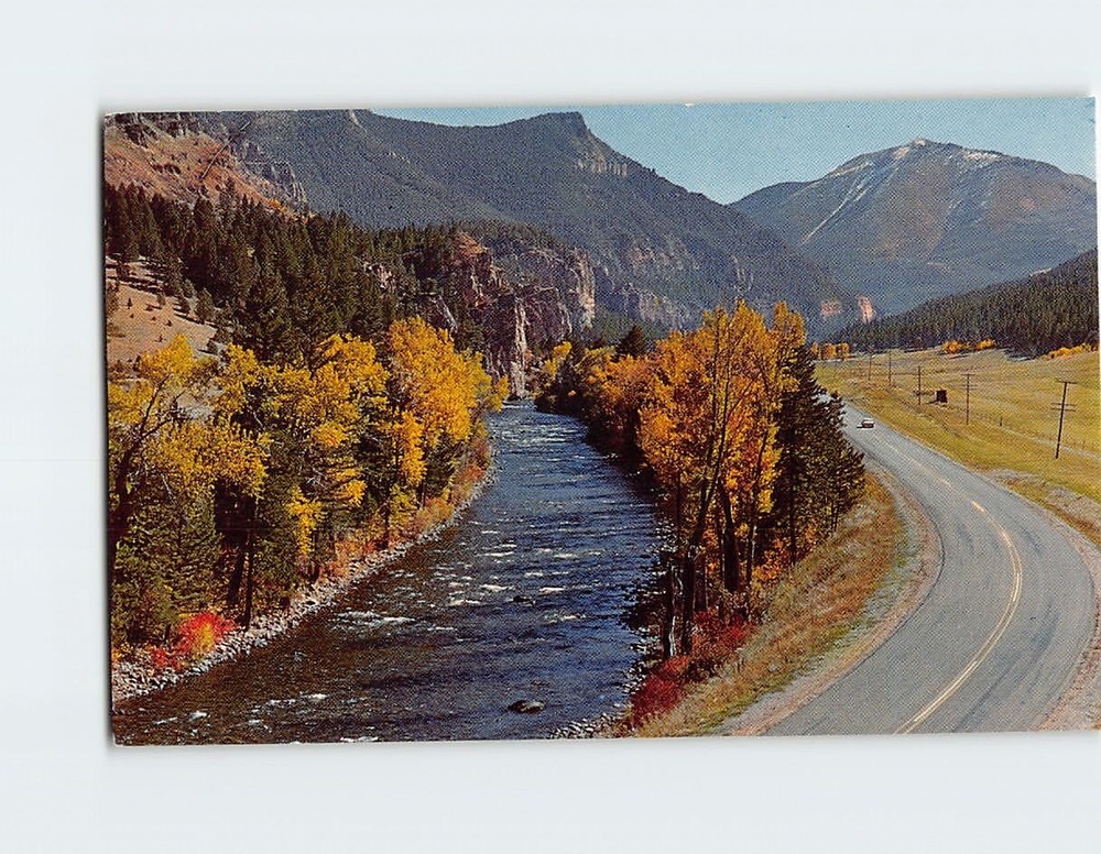Postcard Gallatin Canyon and River in Fall Montana USA