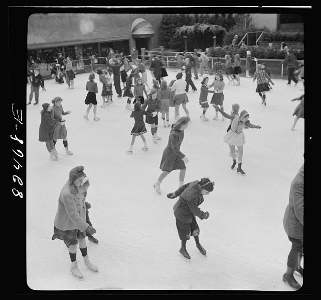 Photo:New York New York 1941 Rockefeller Center Ice Skating Rink Scene