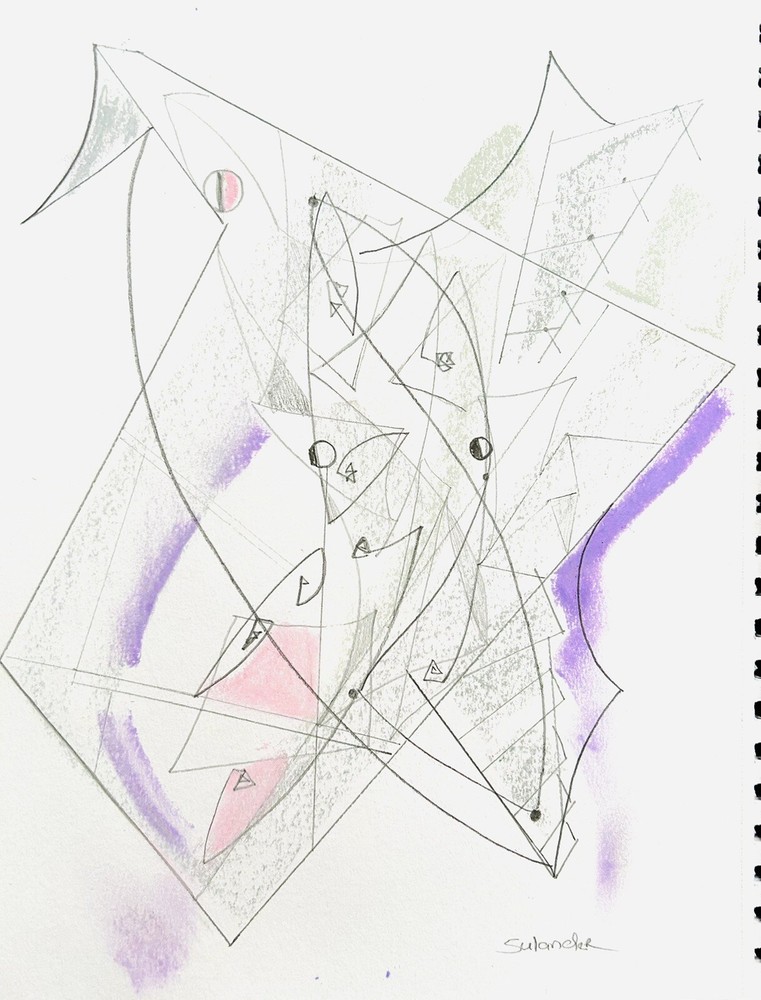 Abstract Mixed Media Art by Erik Sulander 9x12 Signed Unframed-image