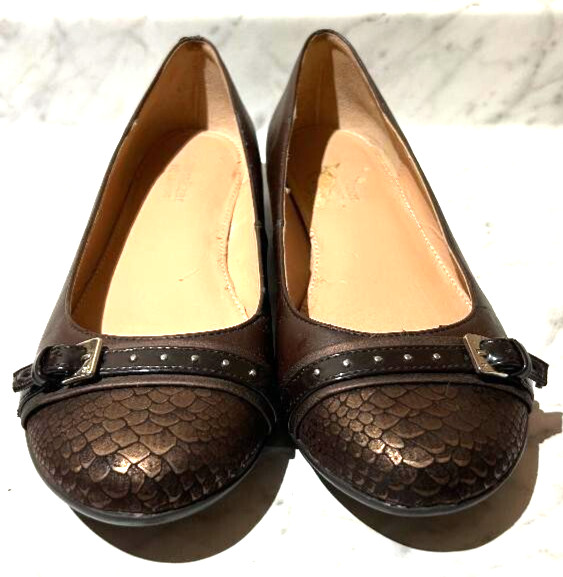 Naturalizer Womens Shoes Size 8.5 Brown Reptile Print Heeled Flats