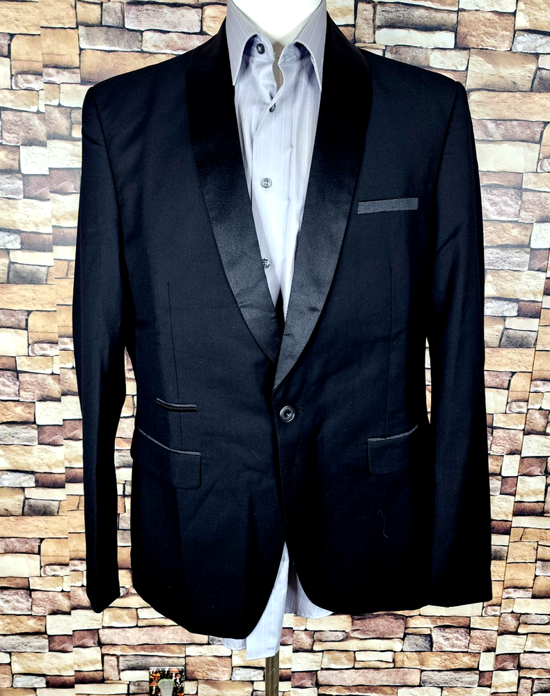 Bespoke Tuxedo Jacket Mens 42R Black One Button Shawl Single Vented