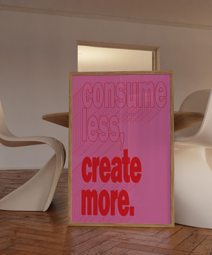 Create More Creativity Quote Retro Pink Wall Art Pink Red Art Typography Art