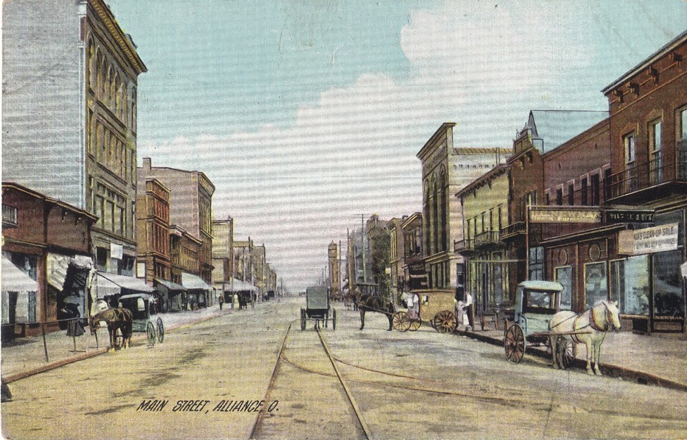 Alliance OH Main  Street  Antique DB  ROTOGRAPH Postcard UNPOSTED EXCL *