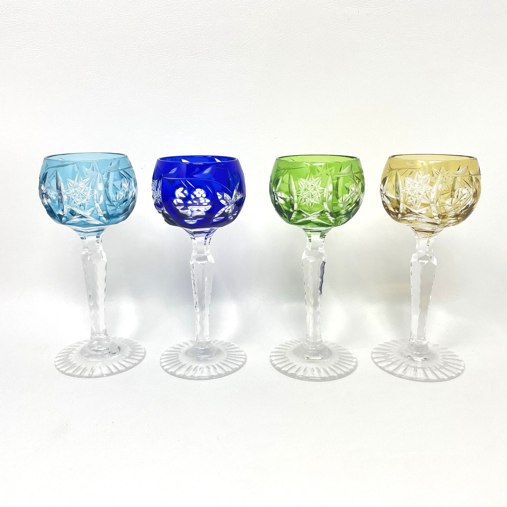 Set of 4 Nachtmann Traube Cut to Clear Cordial Glasses Sherry Wine Hock 4 3/8