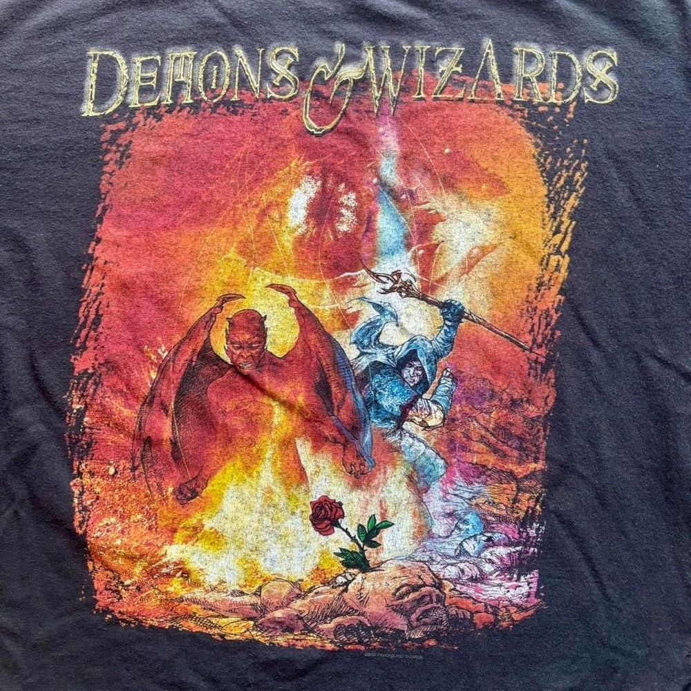 Vtg Touched By The Crimson King Demons & Wizards Band Black S-5XL Shirt VK104