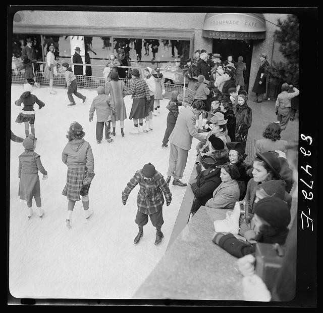 New York New York Rockefeller Center Ice Skating Rink 1941 Children Crowd