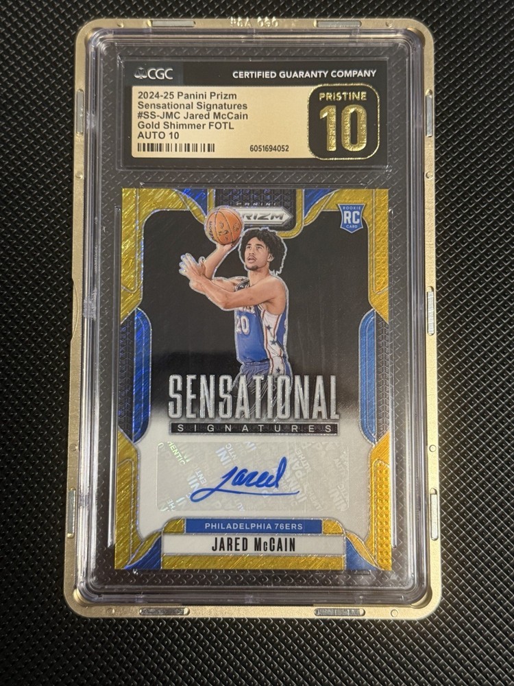 2024-25 Panini Prizm Sensational Signatures Jared McCain Gold Shimmer FOTL /10