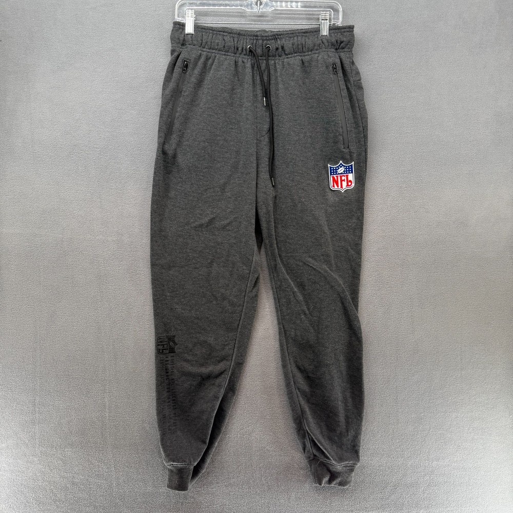NFL Sweatpants Mens Medium Heather Gray Fleece Elastic Waist High Rise Jogger