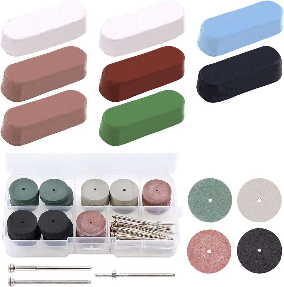 8Pcs Polishing Compound Kit and 52Pcs Polishing Wheels Kit