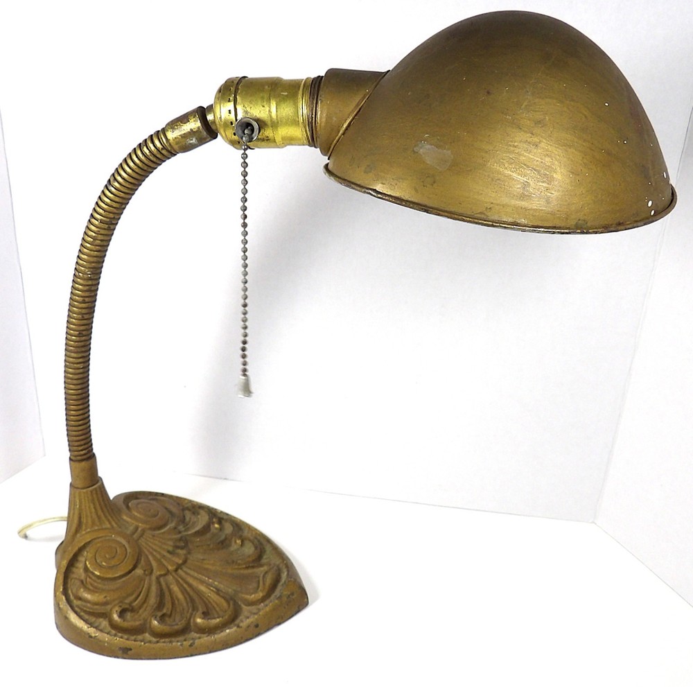 Antique Art Nouveau Goose Neck Desk Lamp