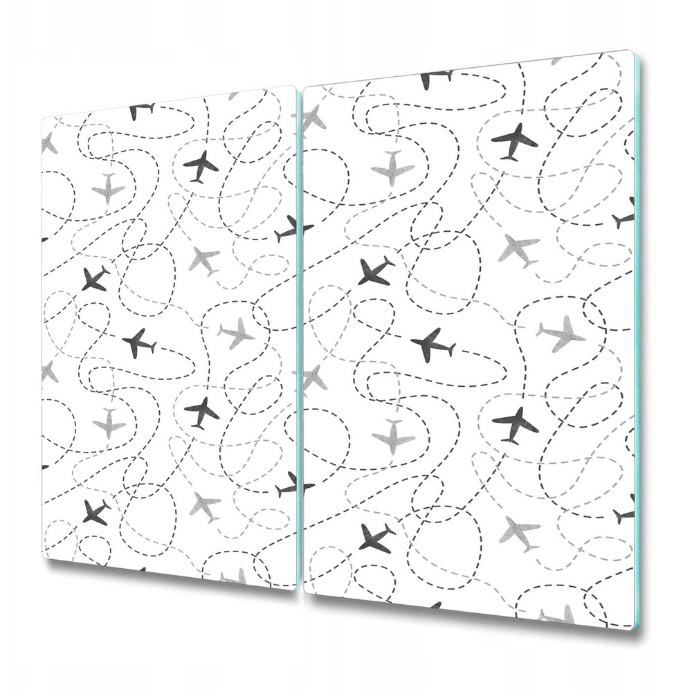 Tempered Glass Bread Board Induction Ceramic Hob Cover Airplanes White 2x30x52