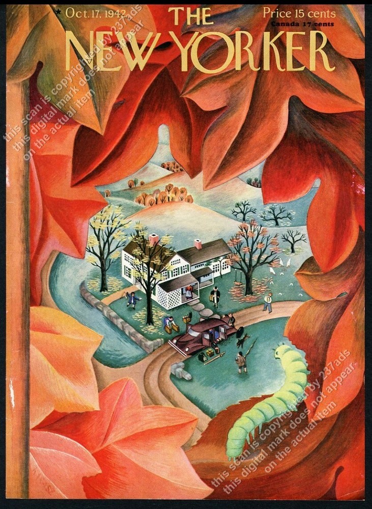 New Yorker magazine framing cover October 17 1942 fall leaves caterpillar