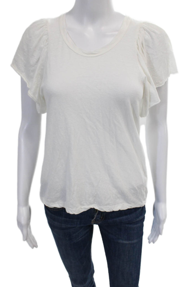 A.L.C. Womens Cotton Round Neck Short Sleeve Pullover T-Shirt Top White Size SFree Shipping in US $100+ Orders | $6.95 Orders Below