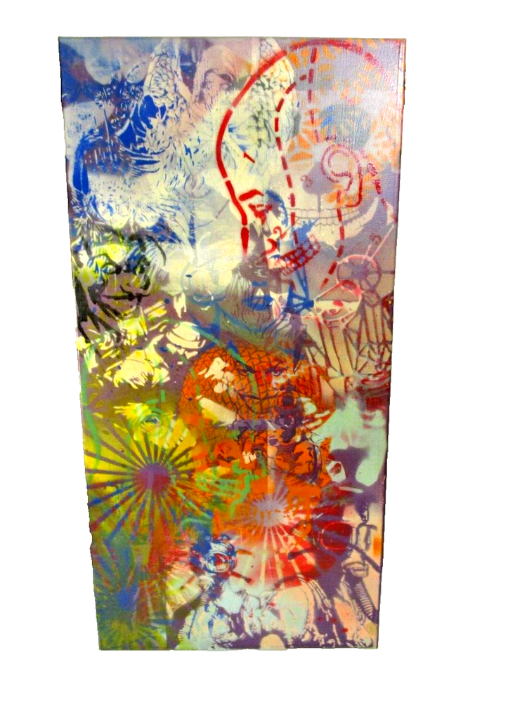 12X24 Original painting Abstract acrylic Canvas Art graffiti one of a kind joker-image