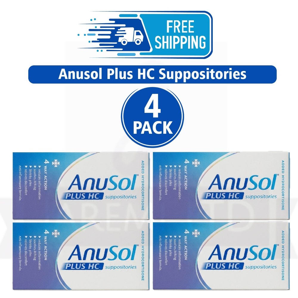 4X Anusol Soothing Relief Plus HC 12 Suppositories 4 WAY ACTION (EXP - 05/2028)